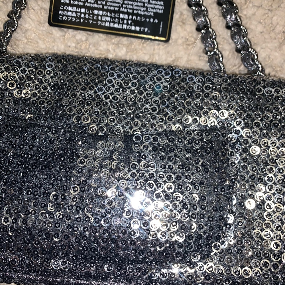 Chanel Sequin Handbag Clutch Silver Classic Bag - Picture 4 of 8